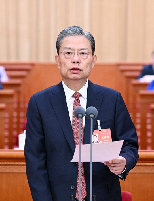 3月11日，第十四屆全國人民代表大會(huì)第二次會(huì)議在北京人民大會(huì)堂舉行閉幕會(huì)。趙樂際主持閉幕會(huì)并講話。新華社記者 李學(xué)仁 攝